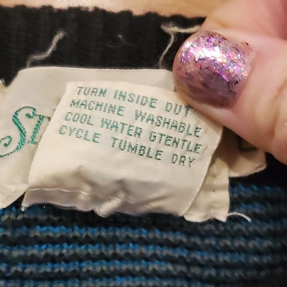 Vintage 90s Mens Black Aztec Southwest Crewneck Sweater Acrylic Sz Large - Picture 5 of 6